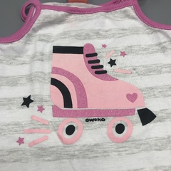 Segunda Selección - Vestido Owoko Talle 3 (12 meses) algodón rayas gris patín rosa brillo