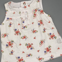 Segunda Seleccion - Remera Luz de Estrellita Talle 2 (3 meses) algodón blanco florcitas rojo lila volados - comprar online