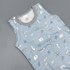 Body Talle 6 meses algodón celeste animalitos borde gris - comprar online