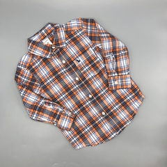 Camisa Carters Talle 2 años cuadrillé naranja blanco azul