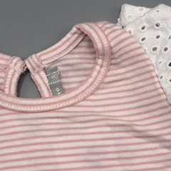Segunda Selección - Remera Minimimo talle S (3-6 meses) algodón rayas rosa broderie - tienda online