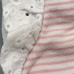 Imagen de Segunda Selección - Remera Minimimo talle S (3-6 meses) algodón rayas rosa broderie