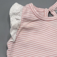 Segunda Selección - Remera Minimimo talle S (3-6 meses) algodón rayas rosa broderie