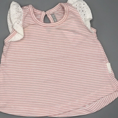 Segunda Selección - Remera Minimimo talle S (3-6 meses) algodón rayas rosa broderie - comprar online
