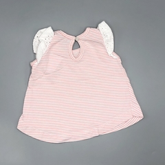 Segunda Selección - Remera Minimimo talle S (3-6 meses) algodón rayas rosa broderie en internet