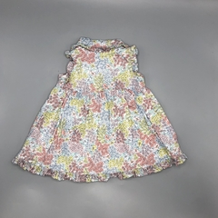 Vestido Baby GAP Talle 3-6 meses batista blanca mini flores rosa amarillo volados en internet