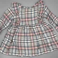 Segunda Selección - Vestido Carters Talle 3 meses fibrana cuadrillé gris rosa - comprar online
