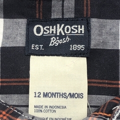 Camisa OshKosh Talle 12 meses cuadrillé gris rayas naranjas - Baby Back Sale SAS