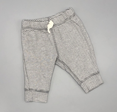 Segunda Selección - Legging Carters Talle NB (0 meses) algodón rayas blanco y gris oscuro cordón blanco (21 cm largo)