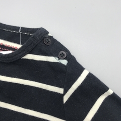 Segunda Seleccion - Remera Little Akiabara Talle 3 meses algodón y lycra rayas negro beige volados - tienda online