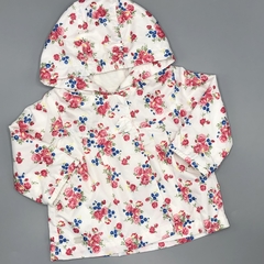 Segunda Selección - Rompevientos Minimimo Talle M (6-9 meses) blanco flores rosa azul (interior algodón) - comprar online