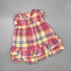 Camisola Zara Talle 9-12 meses fibrana cuadrillé amarillo rosa celeste volados cintura hombros