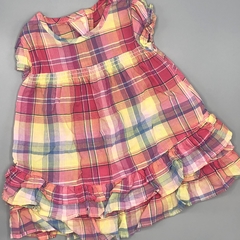 Camisola Zara Talle 9-12 meses fibrana cuadrillé amarillo rosa celeste volados cintura hombros - comprar online