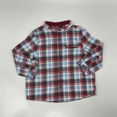 Camisa Zara Talle 6-9 meses franela cuadrillé celeste rojo