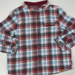 Camisa Zara Talle 6-9 meses franela cuadrillé celeste rojo - comprar online