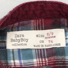 Camisa Zara Talle 6-9 meses franela cuadrillé celeste rojo - Baby Back Sale SAS