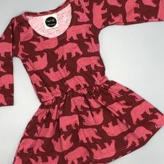 Vestido Nine Talle 6 meses algodón bordeauz ositos polares rosa - comprar online