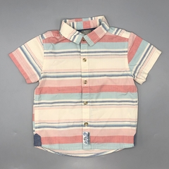 Segunda Selección - Camisa Baby Colloky Talle 9-12 meses batista rayas beige celeste rosa - comprar online