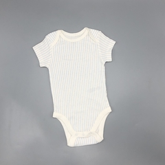 Segunda Selección - Body Little Me Talle 6 meses algodón color crudo rayas finas celeste