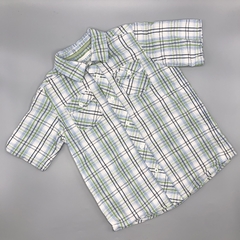 Camisa Sonoma Talle XL (7 años) cuadrillé blanco verde lineas azul oscuro