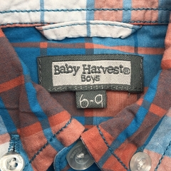 Segunda Selección - Camisa Baby Harvest Talle 6-9 meses batista cuadrillé celeste naranja en internet