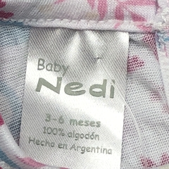 Body Nedi Talle 3-6 meses algodón blanco flores flamencos rosa celeste - Baby Back Sale SAS