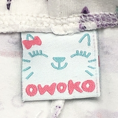 Legging Owoko Talle 2 (6 meses) algodón blanco caritas gatitas lila (34 cm largo) - Baby Back Sale SAS