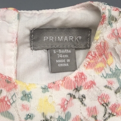 Vestido Primark Talle 6-9 meses puntilla flores rosa amarillo hojas verdes - tienda online