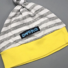 Gorro Owoko Talle Único algodón rayas gris blanco amarillo (30 cm circunferencia) - comprar online