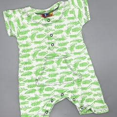 Segunda Selección - Enterito Owoko Talle 2 (6 meses) algodón blanco animalitos figuras verde fluor - comprar online