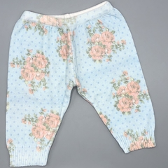 Legging Pioppa Talle M (6-9 meses) hilo celeste florcitas rosa (31 cm largo) - comprar online
