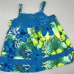 Vestido Talle 9-12 meses fibrana azul verde tejido trenzas - comprar online