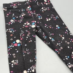 Segunda Selección - Legging OshKosh Talle 6-9 meses algodón gris oscuro florcitas estrellitas multicolor (31 cm largo) - tienda online