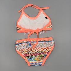 Bikini NUEVA Talle 4 (24 meses) diseño ribal blanca naranja fluor azul marrón flecos en internet