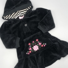 Segunda Selección - Vestido Nannette Talle 3-6 meses plush negro - flores bordadas - marca importada - comprar online
