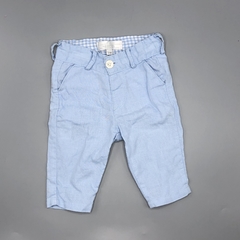 Segunda Selección - Pantalón Baby Cottons Talle 3 meses lino celeste (32 cm largo)