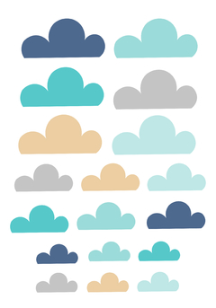 Adesivo de Parede Infantil Nuvens Azul - comprar online