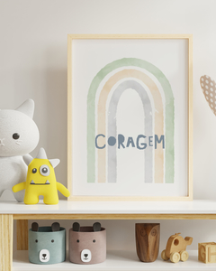 Quadro Personalizado Para Quarto de Bebê - Arco Iris Coragem