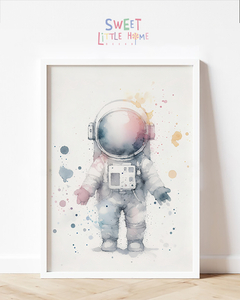 Quadro Infantil Astronauta Aquarela