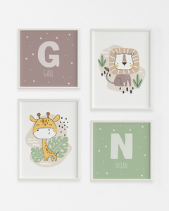 Kit Quadro Infantil Safari Noah e Gael