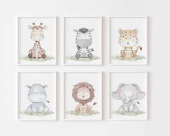 Kit Quadro Infantil Personalizado Safari Aquarela