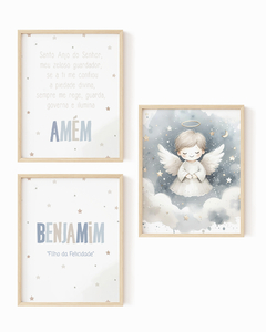 Kit Quadro Infantil Oração do Santo Anjo Benjamim