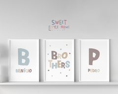 Kit Quadro Infantil Personalizado Boho Brothers Pedro e Benicio 