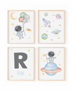 Kit Quadro Infantil Personalizado Astronauta Ruan
