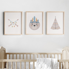 Conj Quadro Infantil Boho Ursinho