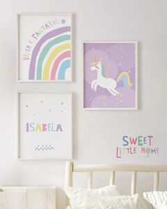 Conj. Quadro Infantil Unicornio Viver é Fantastico