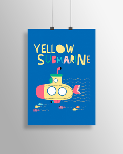 Quadro Decorativo Quarto de Bebê - Yellow Submarine -  Sweet Little Home Decor - Quadro Infantil Personalizados 