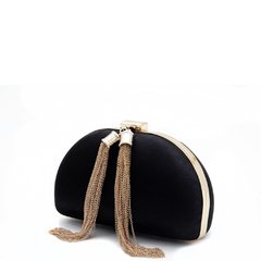 Clutch ovalado Negro con colgante - comprar online