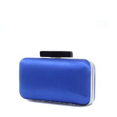 Clutch rectangular azul con broche negro - comprar online