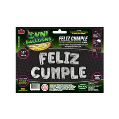 GLOBO METALIZADO 14" FELIZ CUMPLE PLATEADO - comprar online